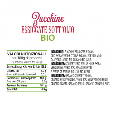 Zucchine Essiccate BIO Sott'olio EVO